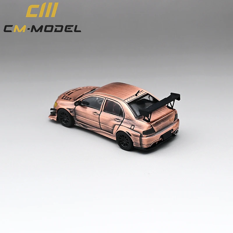 CM Model 1/64 Model Car Lancer EVO IX Bronze JDM Diecast Supercar Racing Car Gift for Collection With Display Case