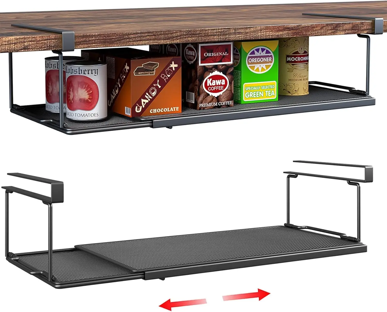 Expandable Under Cabinet Shelf Extendable Under Shelf Storage for Pantry Cabinet Laundry Room Shoe Shelf