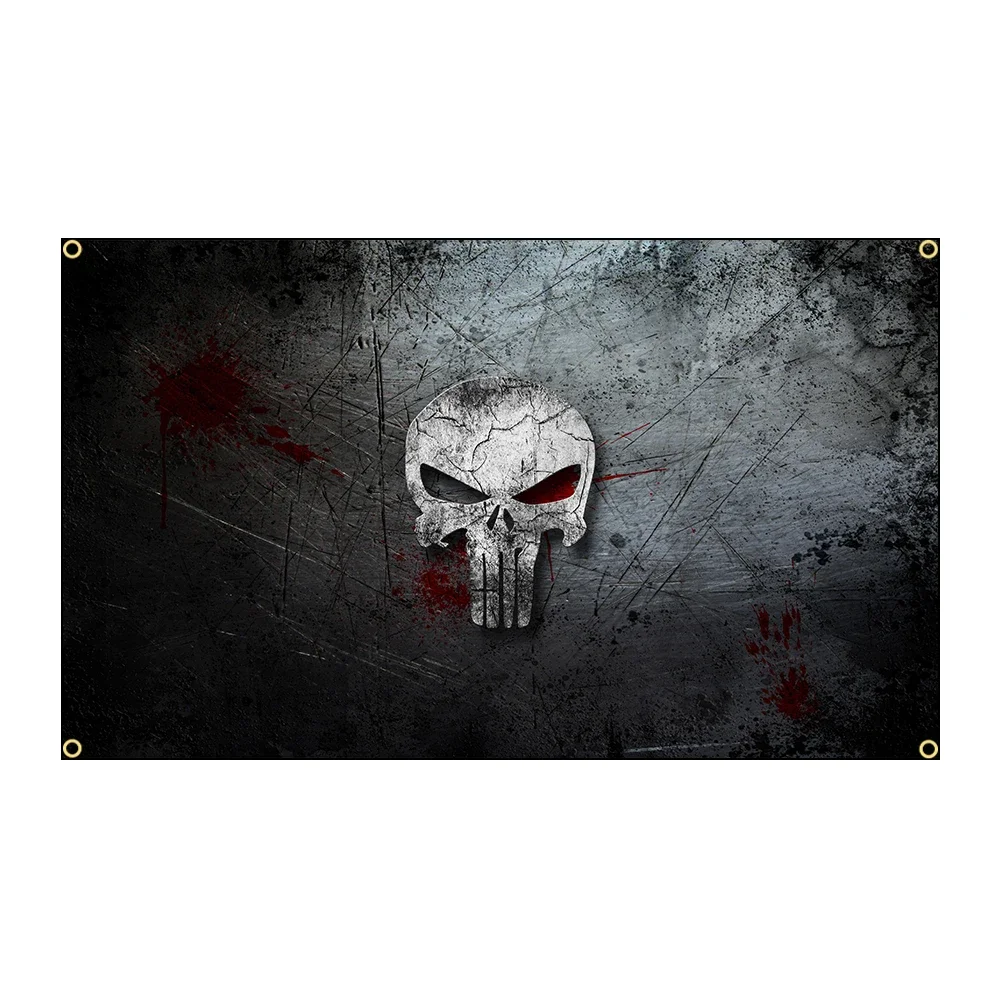 装飾用の薄い頭蓋骨旗、パニッシャーバナー、3x5ft、90x150cm