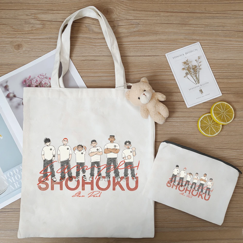 

Набор из 3-х сумок с аниме-принтом: Рукава Каэде, Сакураги Ханамичи, Мияги Рьёта. Вместительная сумка-шоппер с мультяшным принтом, отличный подарок.