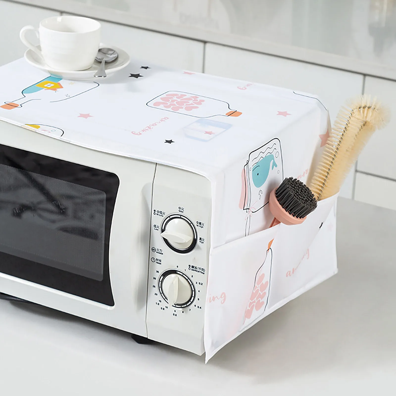PEVA microwave dust cover cute cat print microwave decorativ