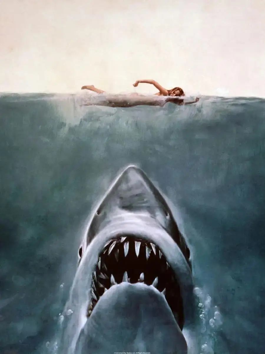Jaws Classic Horror Movie Poster - Shark Themed Canvas Print for Modern Wall Art, Living Room & Bedroom Decor