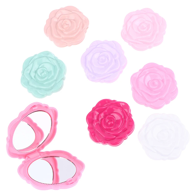Mirror Portable Retro Rose Flower Double Sided Pocket Compact Makeup Beauty Cosmetic Travel Handheld Accessory Tool Gift