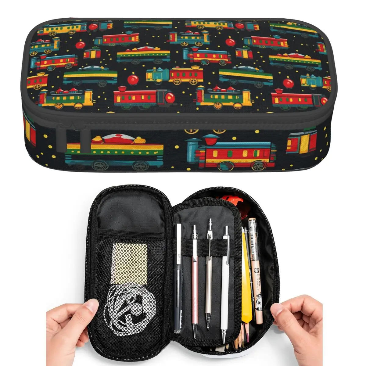 Cartoon Train Models Display Design Pencil Cases for Students Pen Box Pencil Bag Big Capacity Pencil Pouch Pen Holder