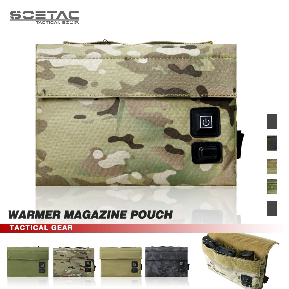 SOETAC Heated Tactical Magazine Pouch IPSC Adjustable Temperature Molle Warmer Pouch for 9MM M4 Airsoft Gear USB Power Hunting