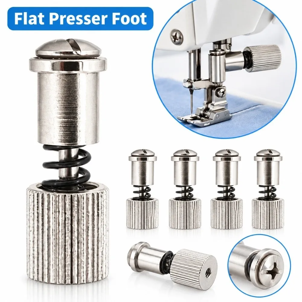 Universal Fit Flat Presser Foot Metal Silver Quick Auxiliary Holder Easy Change Clamp Replacement Sewing Machine Feet