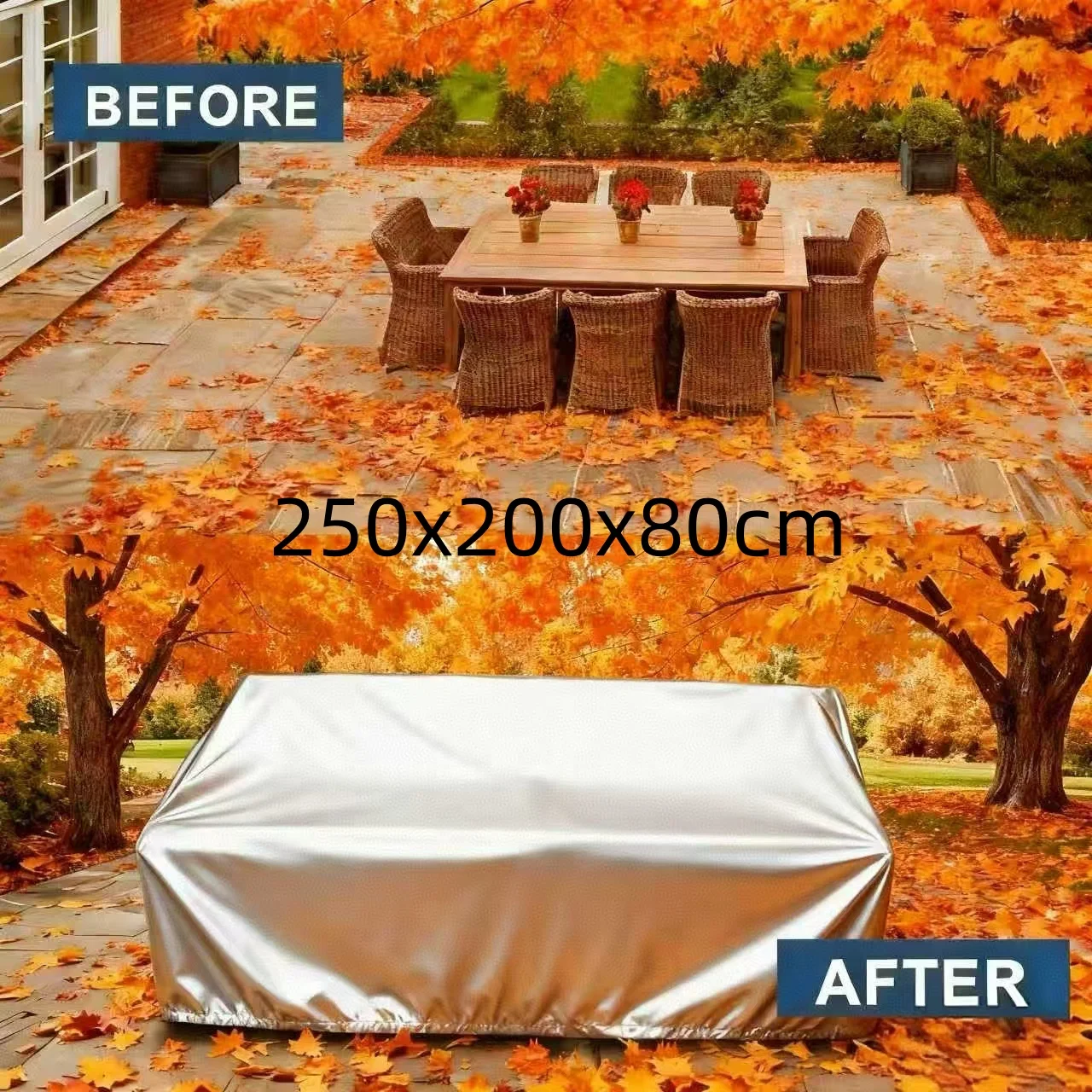 

1 piece garden furniture cover, chair cover, dining table cover, patio cover, 98.42x78.74x31.49in, protective cover for outdoor