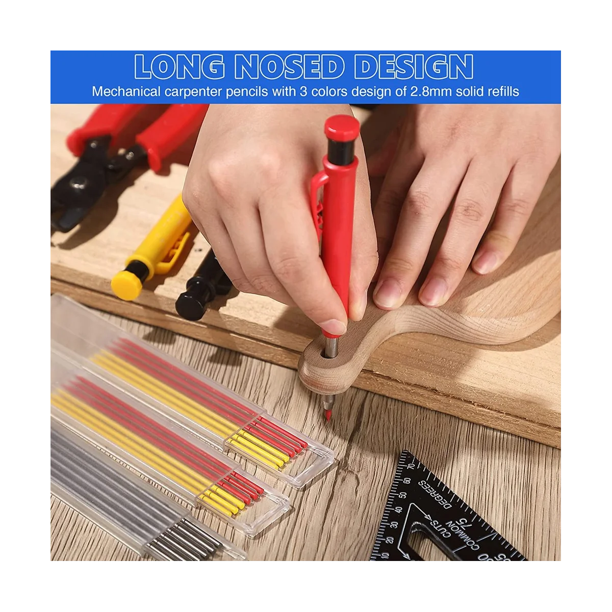 مجموعة أدوات وضع علامات الخطاط مع لكمة مركزية آلية ، أداة نقش كربيد ، أقلام نجار ، 8 عبوات