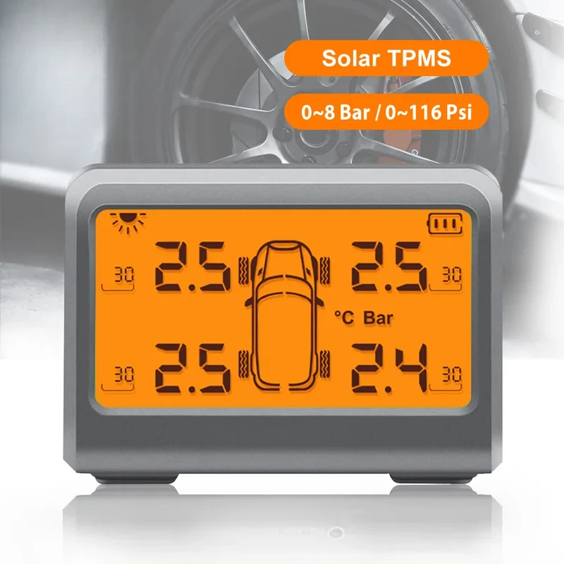 Solar Tyre Pressure Monitoring Control System with 4 Wheel Tire Sensor for Car TMPS