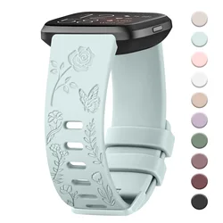 TPU Watchband For Fitbit Versa/Versa 2/Versa Lite Strap Flower Engraved Wristband Bracelet For Fitbit Versa Special Edtion Band
