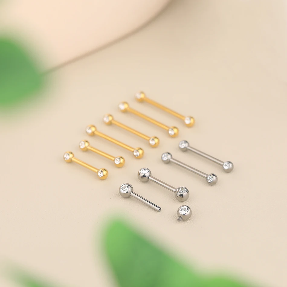 1/5PCS Titanium Internally Threaded Nipple Barbell Crystal Zircon Breast Ring for Women Sexy Nipple Mamilo Piercings Jewelry 14G