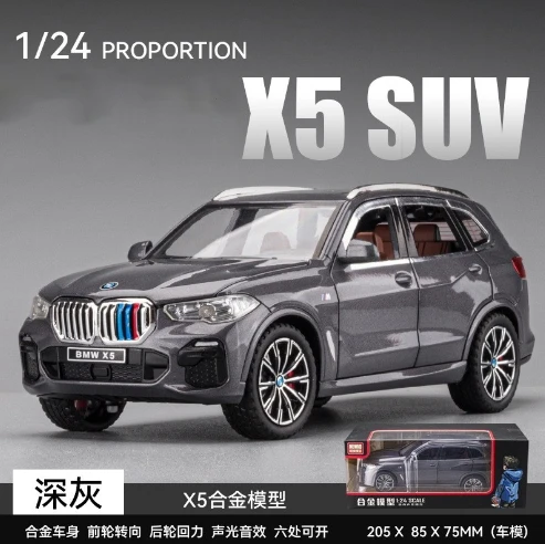 1:24 X5 SUV Alloy Car Diecasts & Toy Vehicles Car Model Sound and light Pull back Car Toys For Kids Gifts