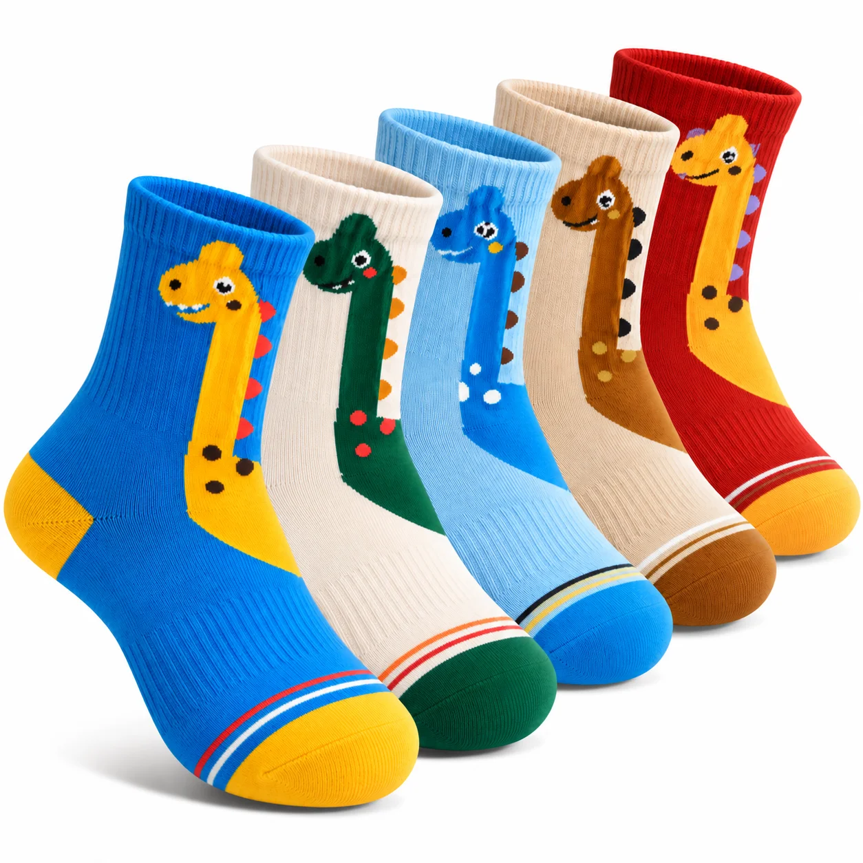 5 Pairs/lot Boys Dinosaur Socks Cartoon Soft Cotton Children Short Socks Breathable Stretch Casual Babies Toddler Sports Socks