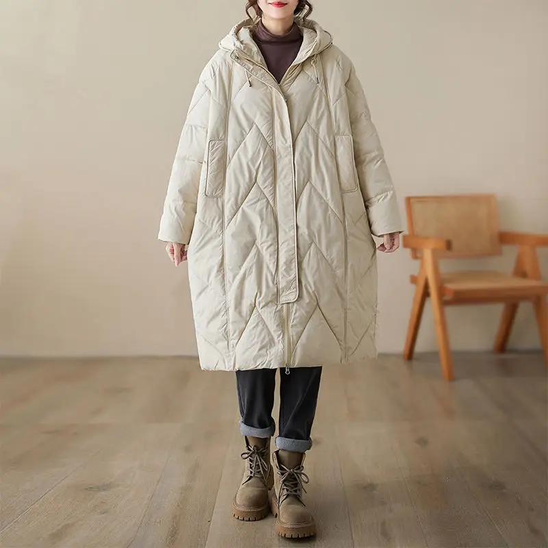 

Winter New Women's Oversized Down Cotton Jacket Loose Commuting Leisure Warm Hooded Parkas