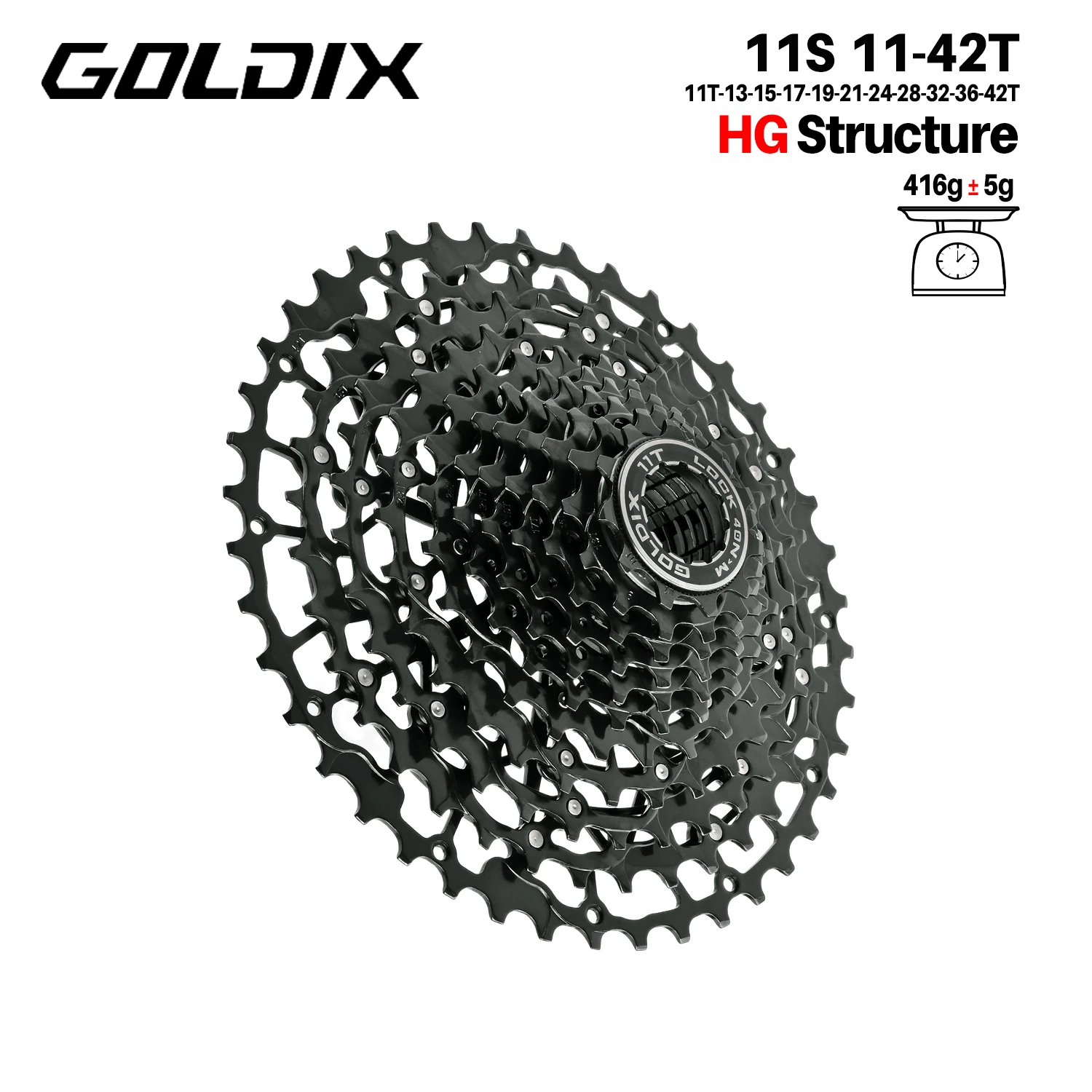 GOLDIX Ultralight Fiets Cassette Vrijloop Koolstofstaal Materiaal 9/10/11/12/13 Speed HG Structuur Tandwiel voor Mountainbike - afbeelding 1