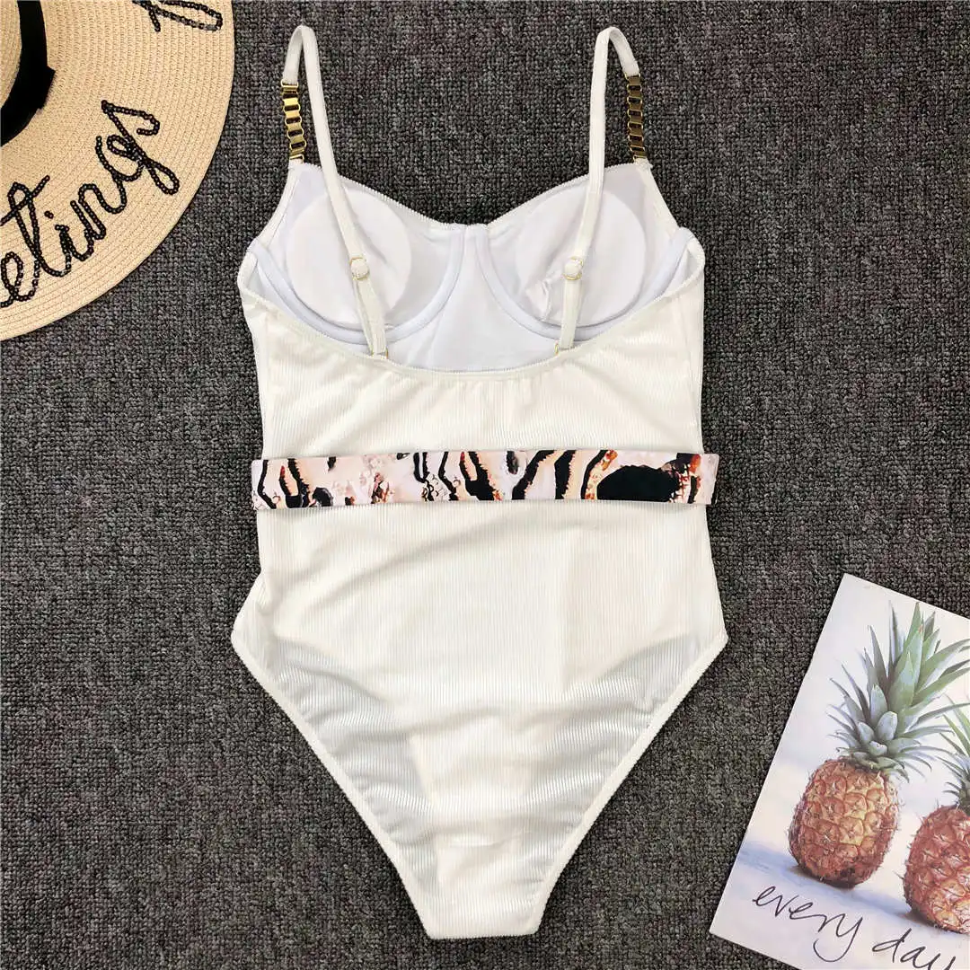 NEU Sexy Badeanzug mit Gürtel, gerippt, für Damen, einteiliger Badeanzug, Damen-Badebekleidung, Bodysuit, Strand V1778 – Detail 37