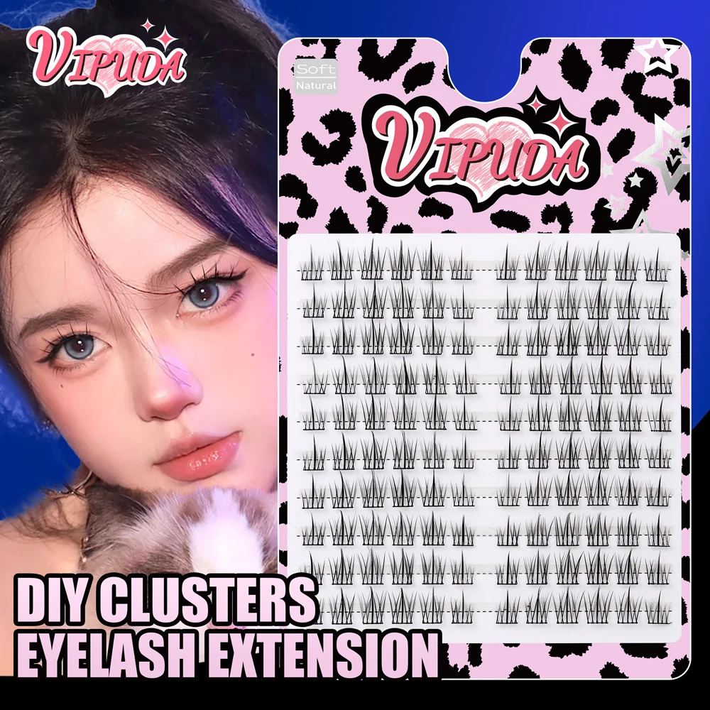 Extensiones de pestañas gruesas en forma de V, maquillaje segmentado, individuales, 10 filas