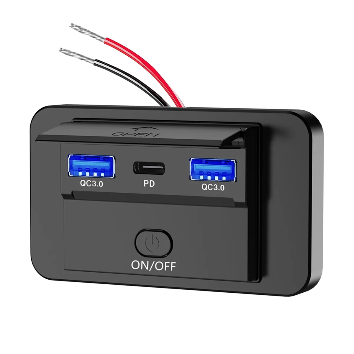 66W 12V Charger Panel Wall Mount QC3.0+PD3.0+QC3.0 USB Outlet Charger Socket Power Outlet for Car Marine Bus RV Truck Rich