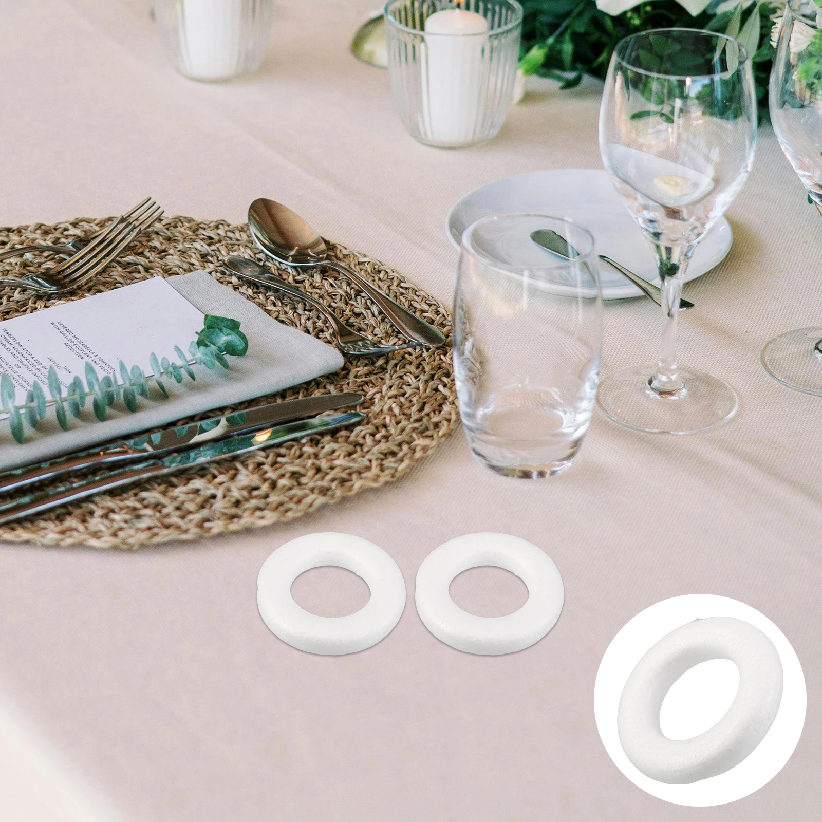 

50 Pcs Wedding Decoration Wreath Flower Garland Floral Arranging Decorations Foam Craft Rings Hoop Donut Ornament Party DIY