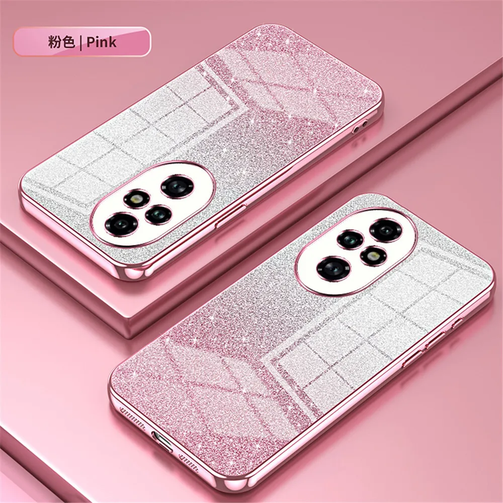 For Honor 200 Pro Gradient Glitter Plating Clear Phone Case For Huawei Honor 200 Lite 100 90 80 70 60 50 30 20 Pro Bumper Cover