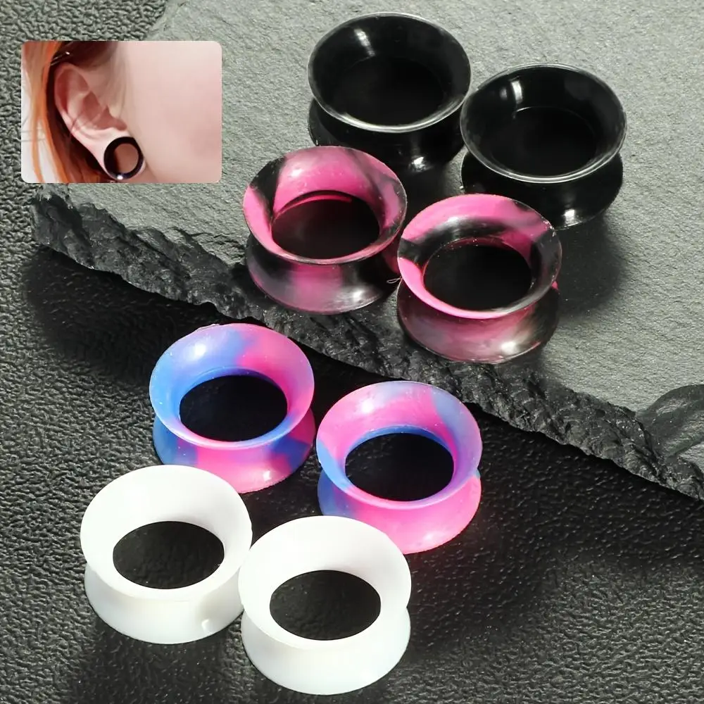 8pcs Silicone Ear Stretcher & Tunnels Flexible Ear Tunnels Plugs Double Flared Plug Piercing Gauges 6-20mm Body Jewelry