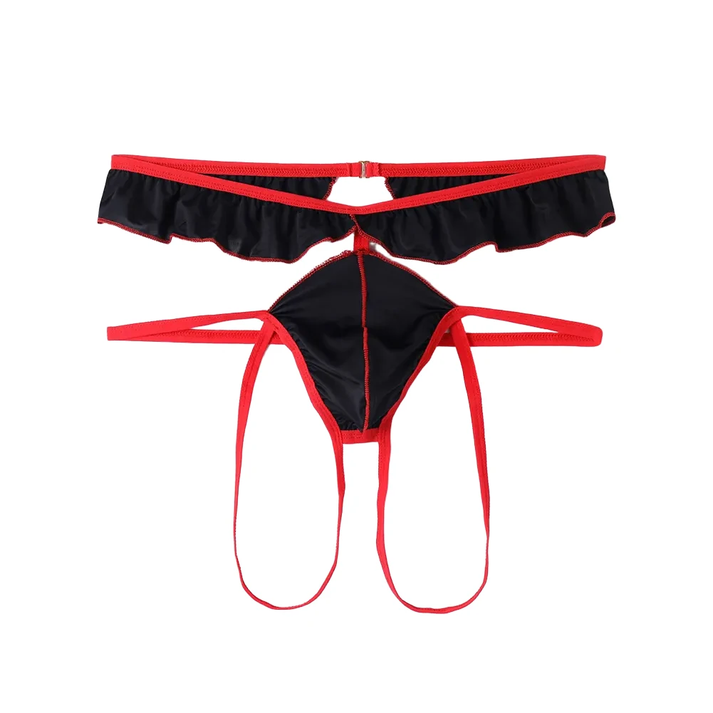Women Lingerie Sexy G-String Middle Waist Pouch Panties Lace Briefs Underwear Hollow Out Exposed Butt Erotic Langerie