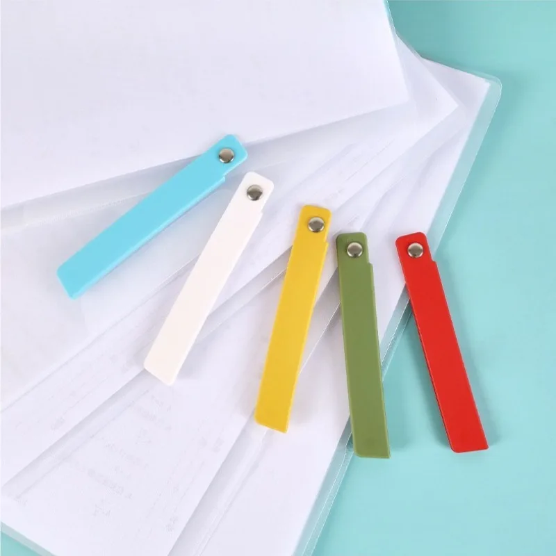7pcs Thickened Transparent Rotating Side Opening Buckle A4 Information Test Paper Storage Portable Office Folder Swing Rod Clip - view 2