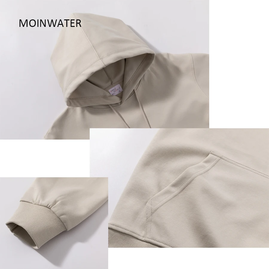 MOINWATER Women New Casual Hoodies Female Streetwear Light Blue Hooded Sproty Sweatshirts Lady Khaki Long Sleeve Tops MH2301