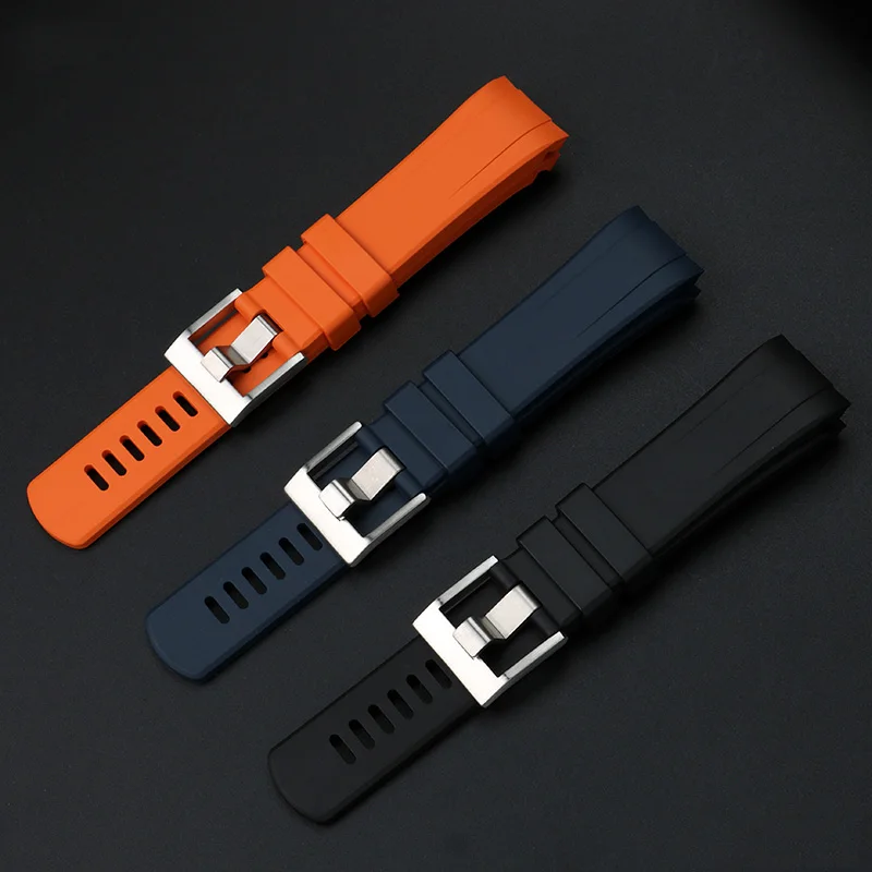 For Seiko PROSPEX SSC813P1 SSC917P1 panda rubber curved end Black Blue Orange watch strap waterproof soft watchband man 20mm