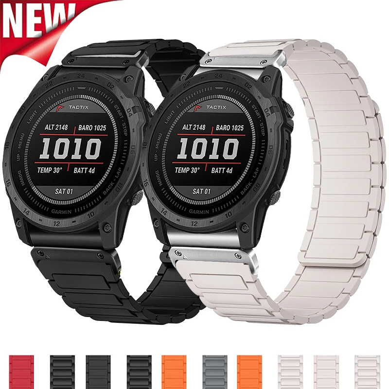 

Силиконовый ремешок для соло-браслета, 26 мм, магнитный ремешок для Garmin Fenix 7X 7 Pro Fenix 6X 6 5X 5Plus Tactical x 7 Forerunner 965 955 Enduro 2 Band