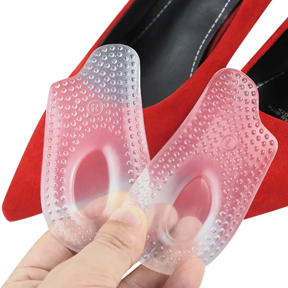 1Pair Soft Silicone Gel Heel Pad Cushion Calcaneal Spur Heel Spur Shock Absorption Relief Pain Heel Cup Self-adhesive Inserts