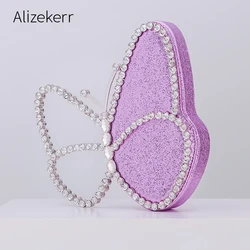 Rhinestone Butterfly Evening Clutch Bag Women Designer Chic Boutique Sequin Crystal Wedding Clutch Purses Chain Crossbody Bags