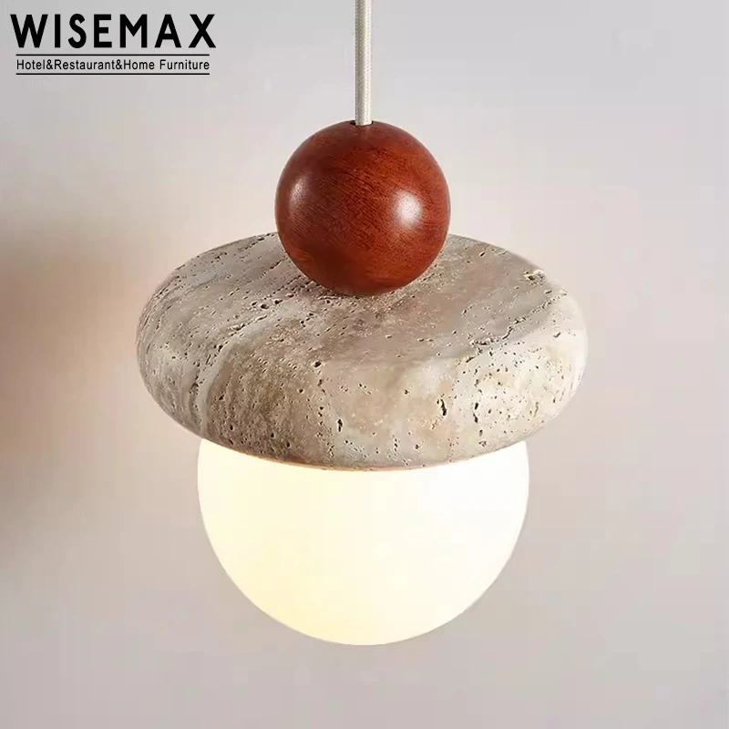 WISEMAX FURNITURE Cream Style Bedroom Bedside Chandeliers Pendant Lights Smart Home Decor Travertine Night Light For Kid's Room