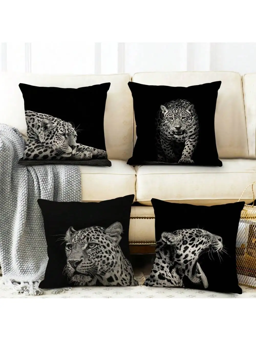 Throw Pillow Covers Fashion Lion, Tiger, Leopard Decorative Cases Sofa Cushion Covers Outdoor Cushion For Sofa Couch Bed Chair