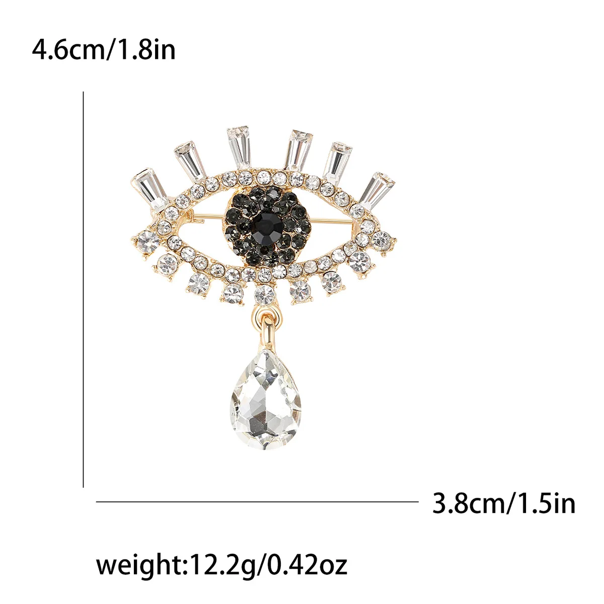 Dmari Luxury Devil Eyes Brooch Pin 2-Color Rhinestone Water Drop Lapel Pin Delicate Accessories Jewelry For Women Clothing