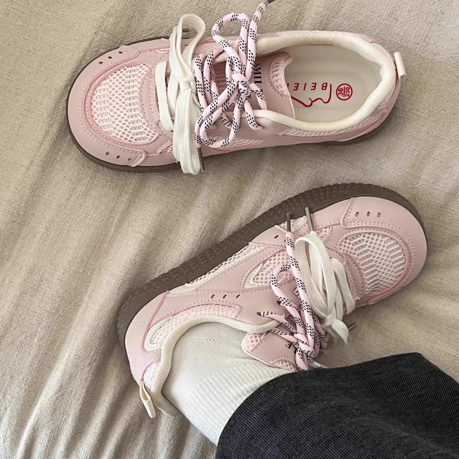 ​Summer Essential Women Mesh Sneakers Hollow Out Breathable Slip On White Shoes Comfortable Daily Wear​