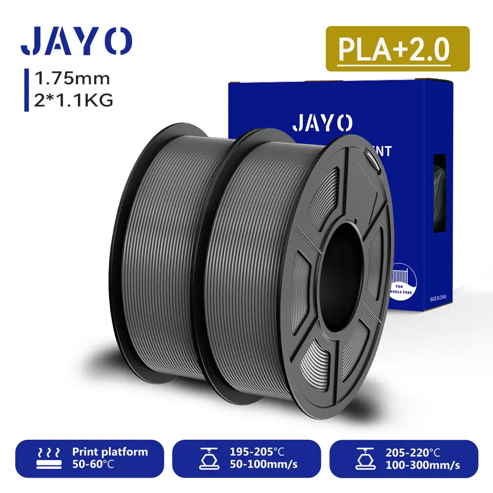 JAYO 2 Rollen 3D PLA+/ PLA+ 2.0 Filament Upgrade PLA Plus 3D-Drucker-Filament Ordentliches PLA+ 3D-Druckmaterial für FDM Mehrfarbig