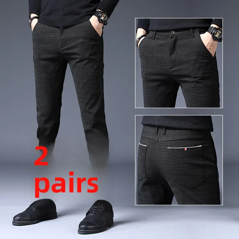 

Весенние эластичные мужские повседневные брюки прямого кроя, модные, в корейском стиле, длинные, для активной городской жизни молодежи