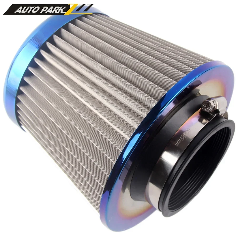 Universal Stainless Steel Auto Air Intake System High Flow Cone Cold Air Filter 60MM 65MM 70MM 75MM AF07