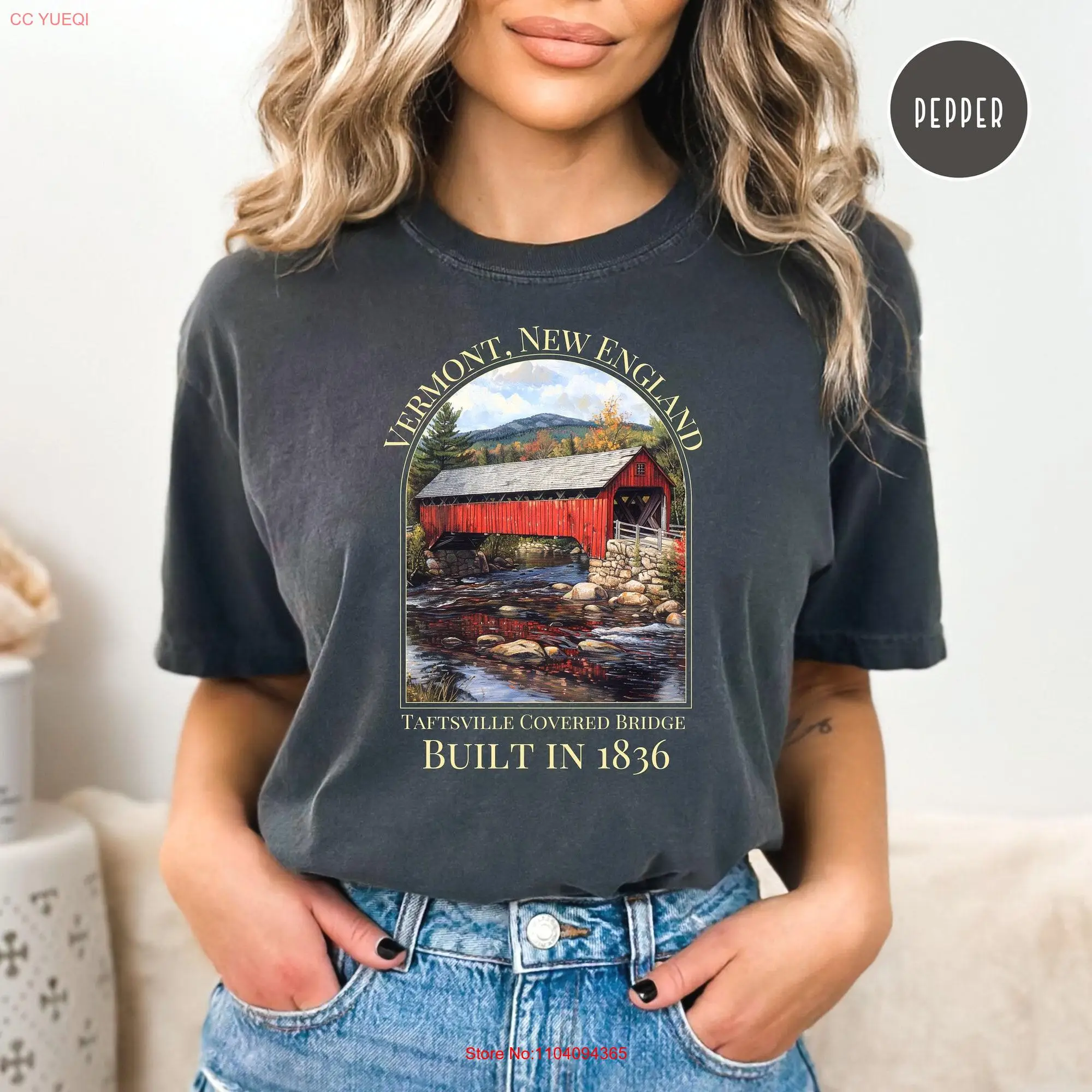 Vermont Covered Bridge Comfort Colors T Shirt Vacation New England  long or short sleeves