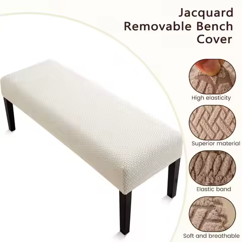 Long grid jacquard household dust-proof bench cover, suitable for home decoration and leisure bench cover