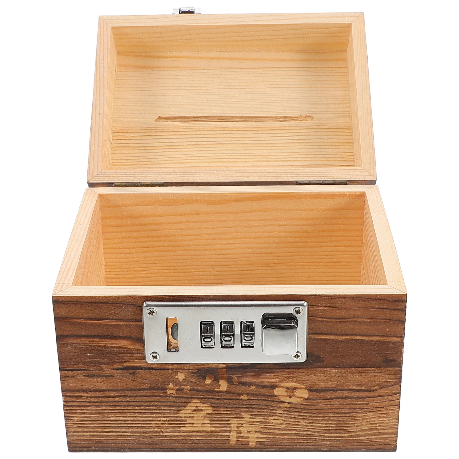 

Wooden Password Lock Money Box Retro Style Small Size Coin Jar for Kids Savings Storage Toy Piggy Bank Vintage Decor