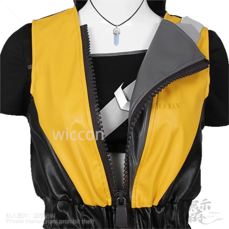 أنيمي لعبة VALORANT تأثيري Waylay زي أصفر أسود الخليط بذلة موحدة الباروكات الدعائم مجموعة أحذية Y2K فاسق الفتيات مخصصة