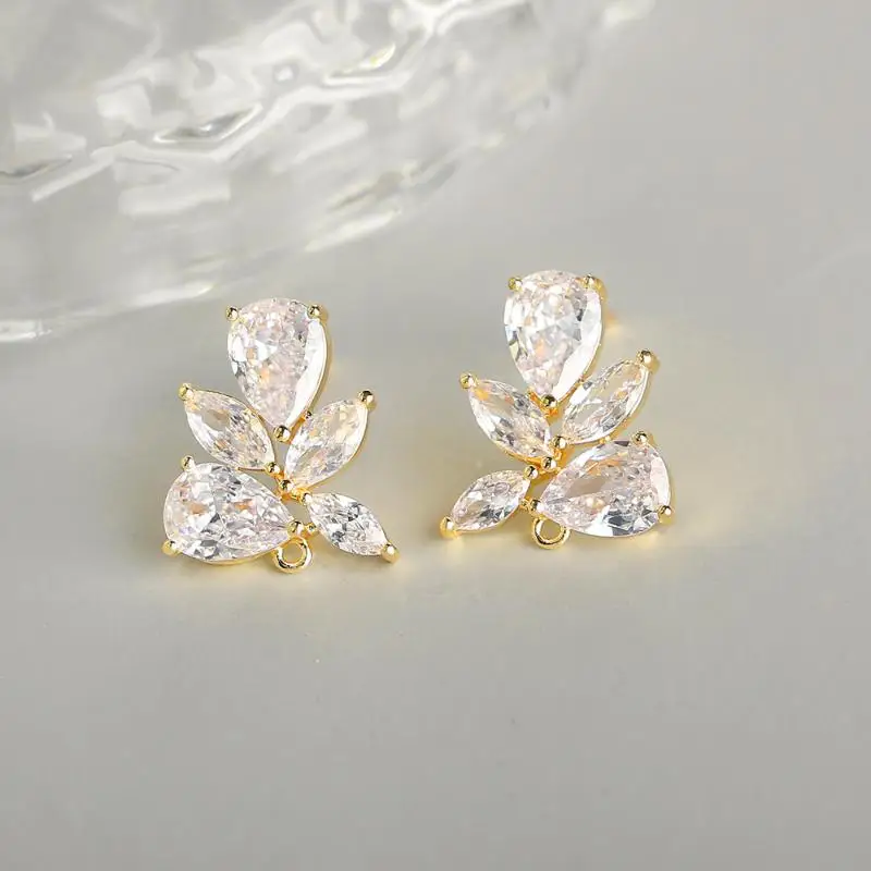 ZAKOL Fashion Water Drop Cubic Zirconia Earrings Fittings For Women DIY Jewelry Crystal Bridal Wedding Accessories EP091A