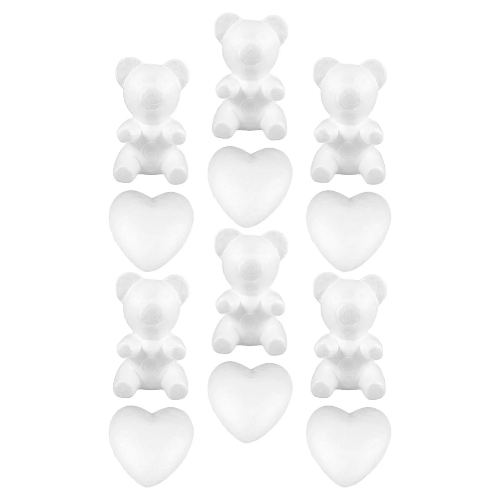 

12 Pcs Bubble Bear Creative Foams Crafts DIY Materials Hearts Models Love White Supplies