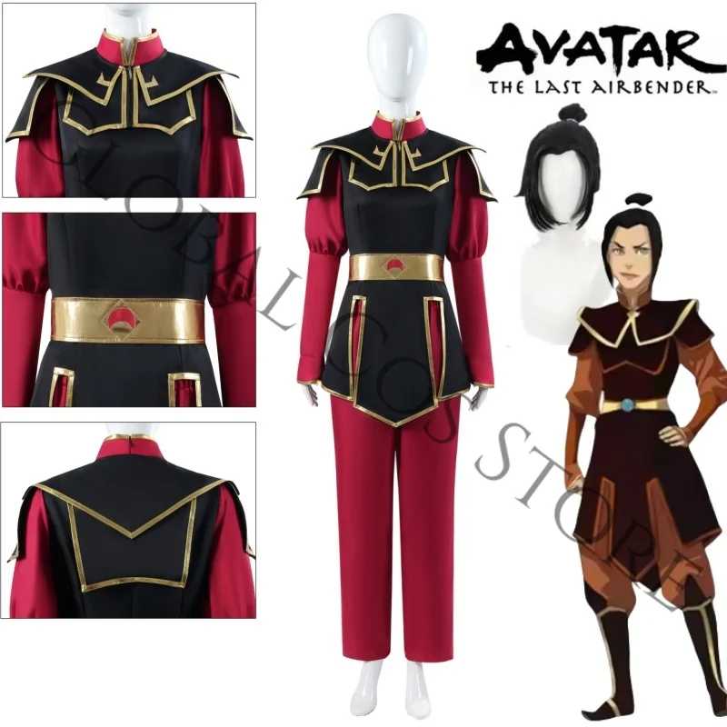 Disfraz de Azula de Avatar: La Leyenda de Aang, Peluca Roja Estilo Caballero del Palacio, Traje para Halloween, Comic Con y Fiestas de Disfraces