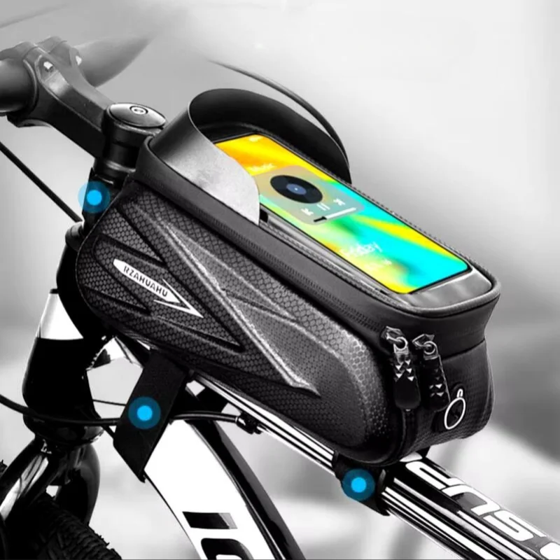 Phone hard case Waterproof Reflective Large capacity Top tube bag MTB Road Bicycle Saddle bag  Head bag Front beam bag view 2