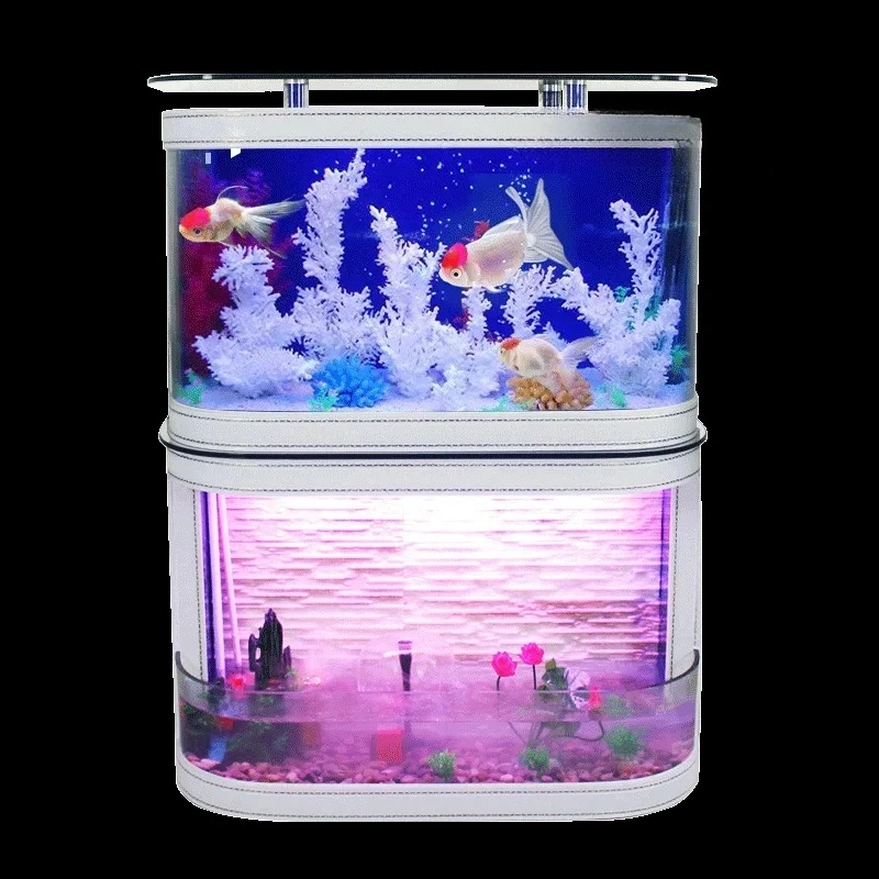 

European fish tank medium and large living room household luxury feng shui water curtain wall water-free glass aquarium
