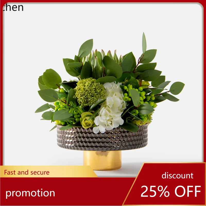YFY Fashion  Flower Set Flower Pot Fake Flowers Overall Floral Art Living Room Dining Table Flowers  Model Room Decorations