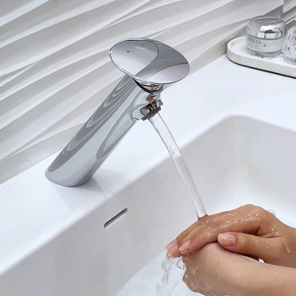 Solid Brass Bathroom Basin Faucet, Durable Construction, Sleek Modern Design, Easy Installation Single Lever Hot Cold Mixer Tap